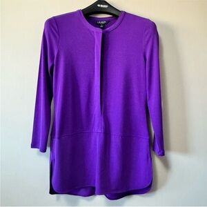 Ralph Lauren Purple 3/4 Sleeve Tunic with Mandarin Collar